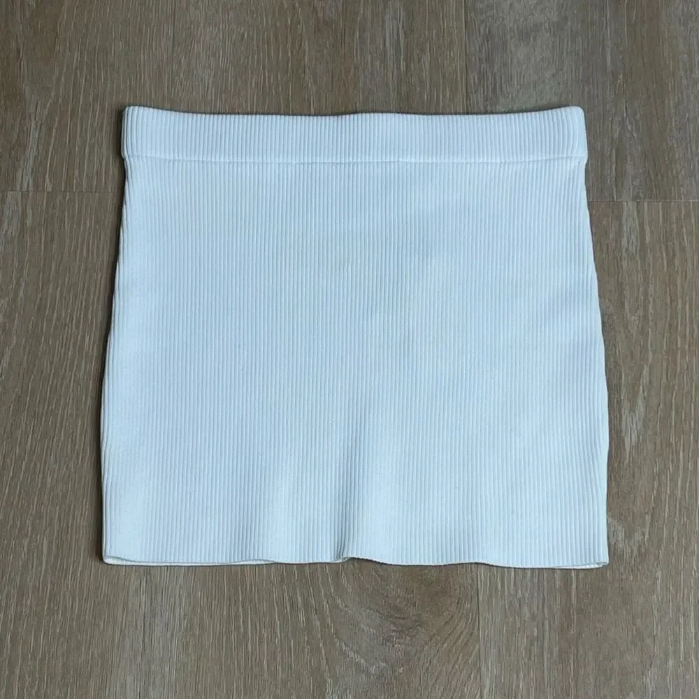 REVOLVE x Victor Glemaud White Ribbed Bodycon Mini Skirt, Women’s Small NWT